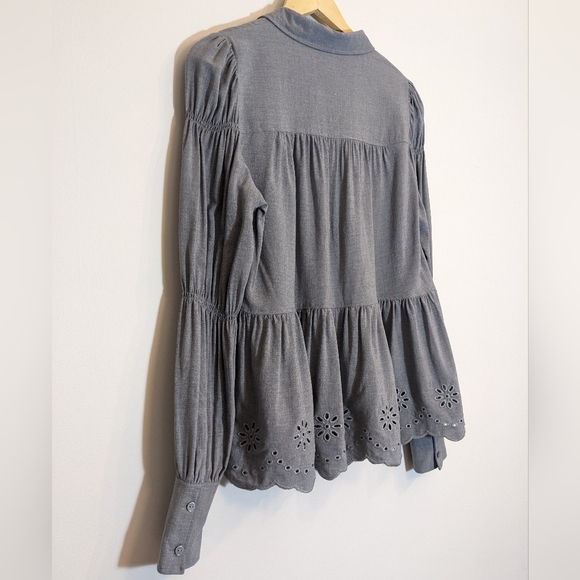 & Other Stories Tiered Broderie Blouse Shirt, Size 10 (EUR 40), Like New - Picture 5 of 9